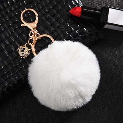 Rabbit Fur Ball Keychain