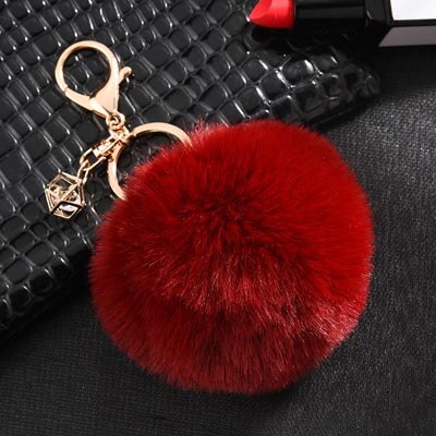 Rabbit Fur Ball Keychain