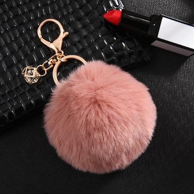 Rabbit Fur Ball Keychain