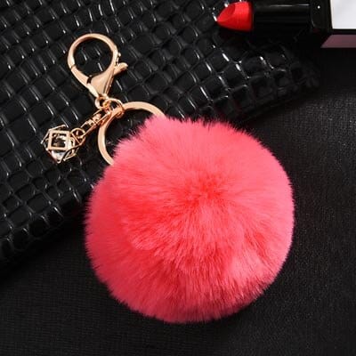 Rabbit Fur Ball Keychain