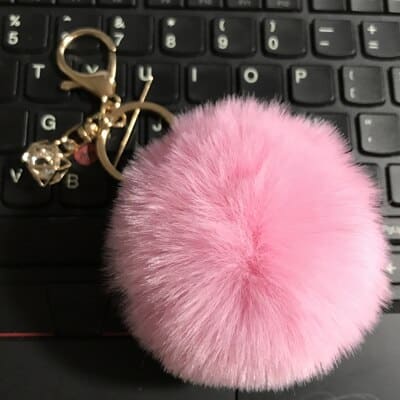 Rabbit Fur Ball Keychain