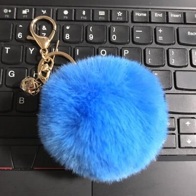 Rabbit Fur Ball Keychain