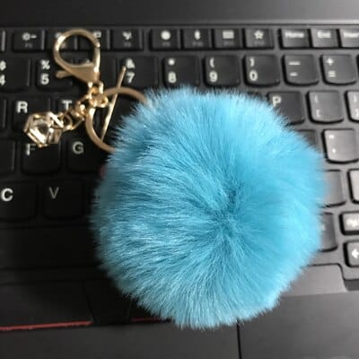 Rabbit Fur Ball Keychain