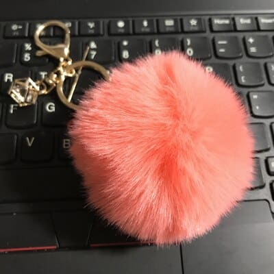 Rabbit Fur Ball Keychain