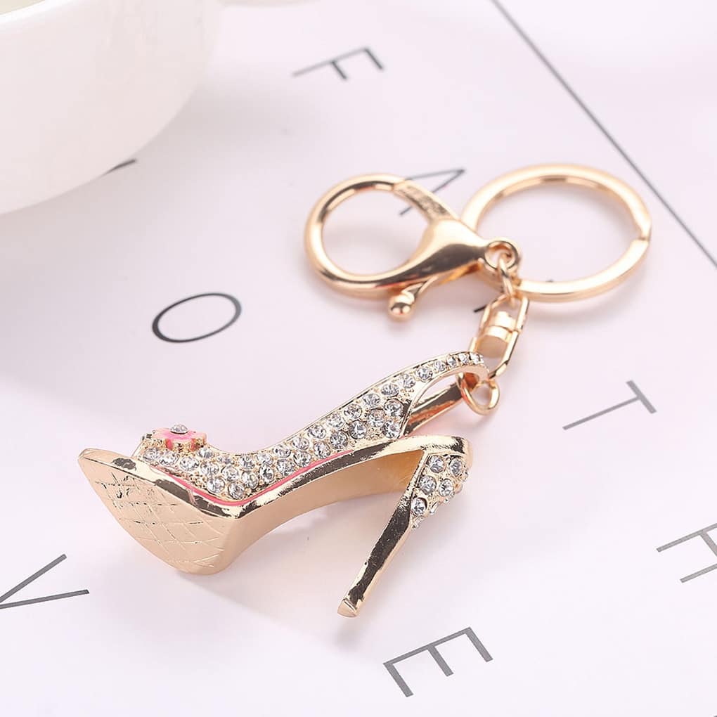 Crystal High Heel Shoe Shaped Metal Keychain