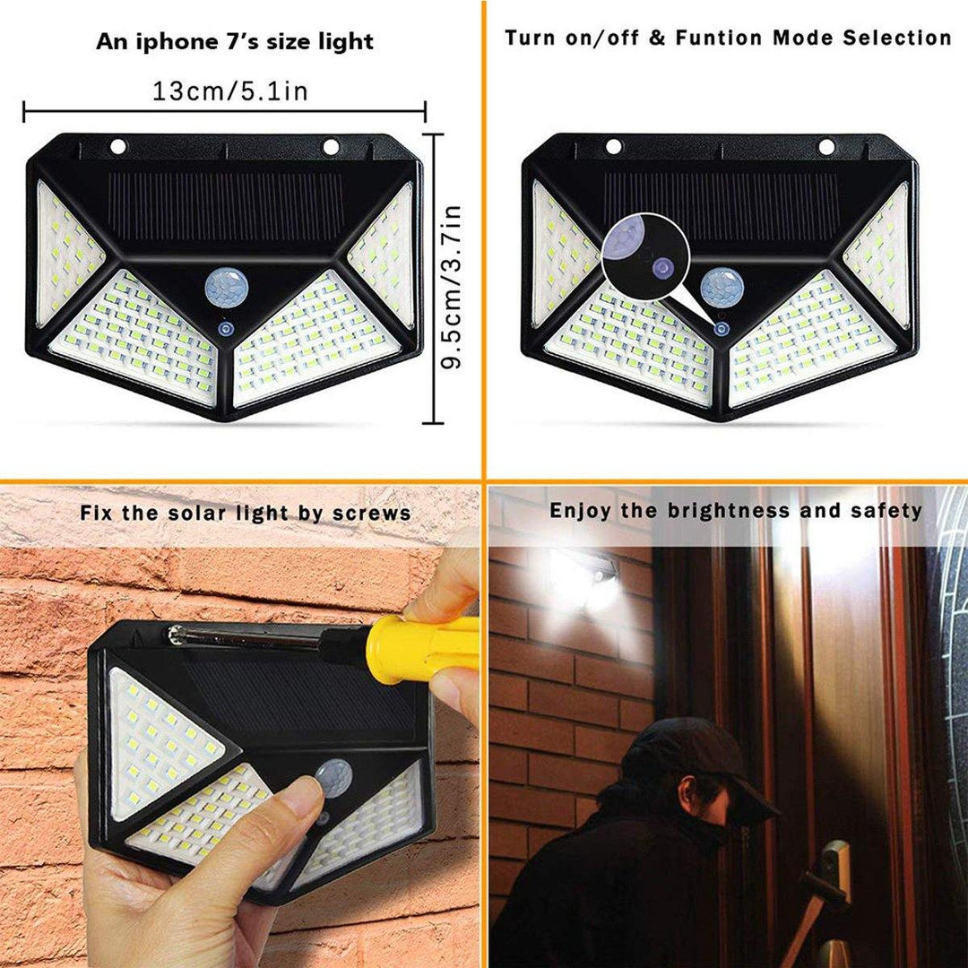 ARILUX® 100 LED Solar Powered PIR Motion Sensor Wall Light Outdoor Garden Lamp 3 Modes