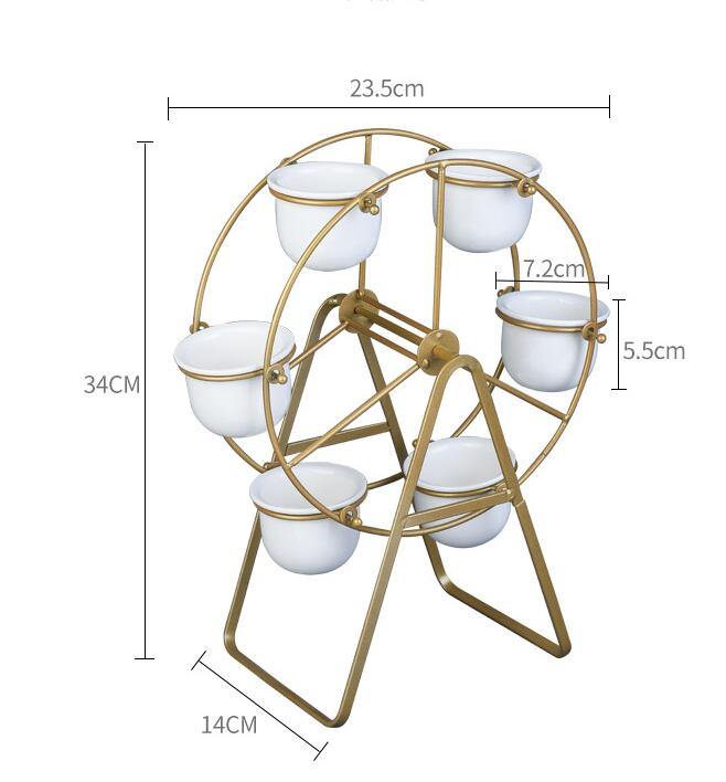 Ferris Wheel-stand with 6 Cement Succulent Plant Pots - MRSLM