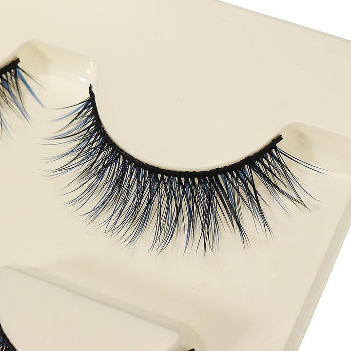 3D False Eyelashes Set Blue False lashes Makeup Natural Eyelashes Extension for Party