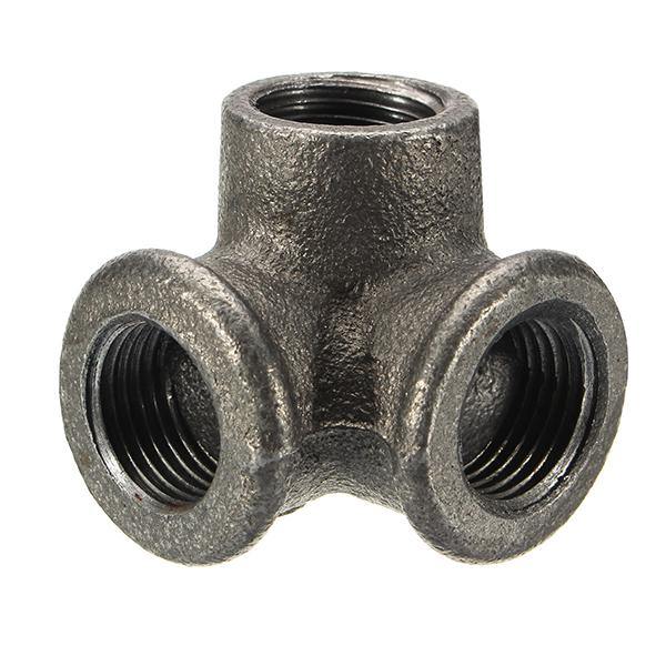 1/2" 3/4" 1" 3 Way Pipe Fittings Malleable Iron Black Elbow Tee Female Connector