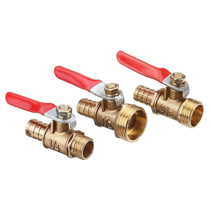 10mm Hose Barb to BSP Male Thread 1/2" 3/8" 1/2" Brass Inline Ball Valve Pipe Hose Coupler Adapter