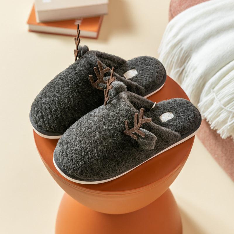 Plush Cotton Slippers For Women's Home Indoor Warm Floor Winter Cotton Shoes