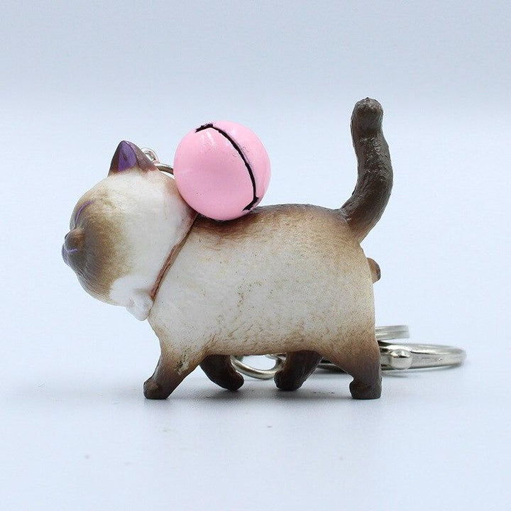 Cartoon Walking Cat Pendant Key Ring with Bell