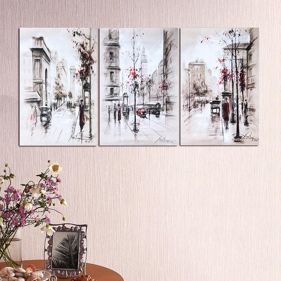 3Pcs City Road Canvas Print Paintings Wall Decorative Print Art Pictures Frameless Wall Hanging Decorations for Home Office