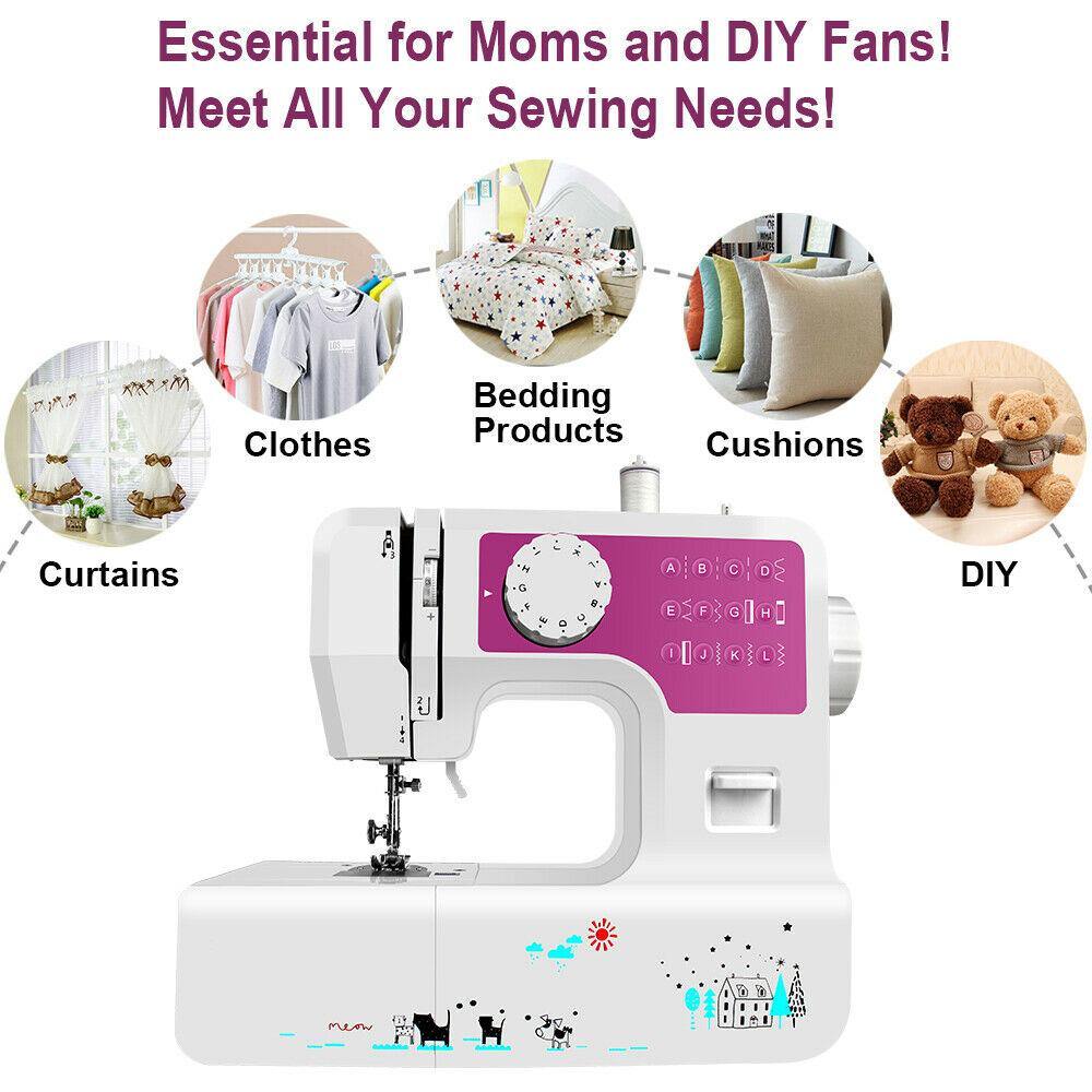 12 Stitches Electric Multi-function Portable Home Desktop Sewing Machine with LED Light