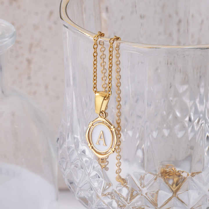 Golden Drip Oil Letter Pendant Necklace - Elegant Fashion Jewelry for Women