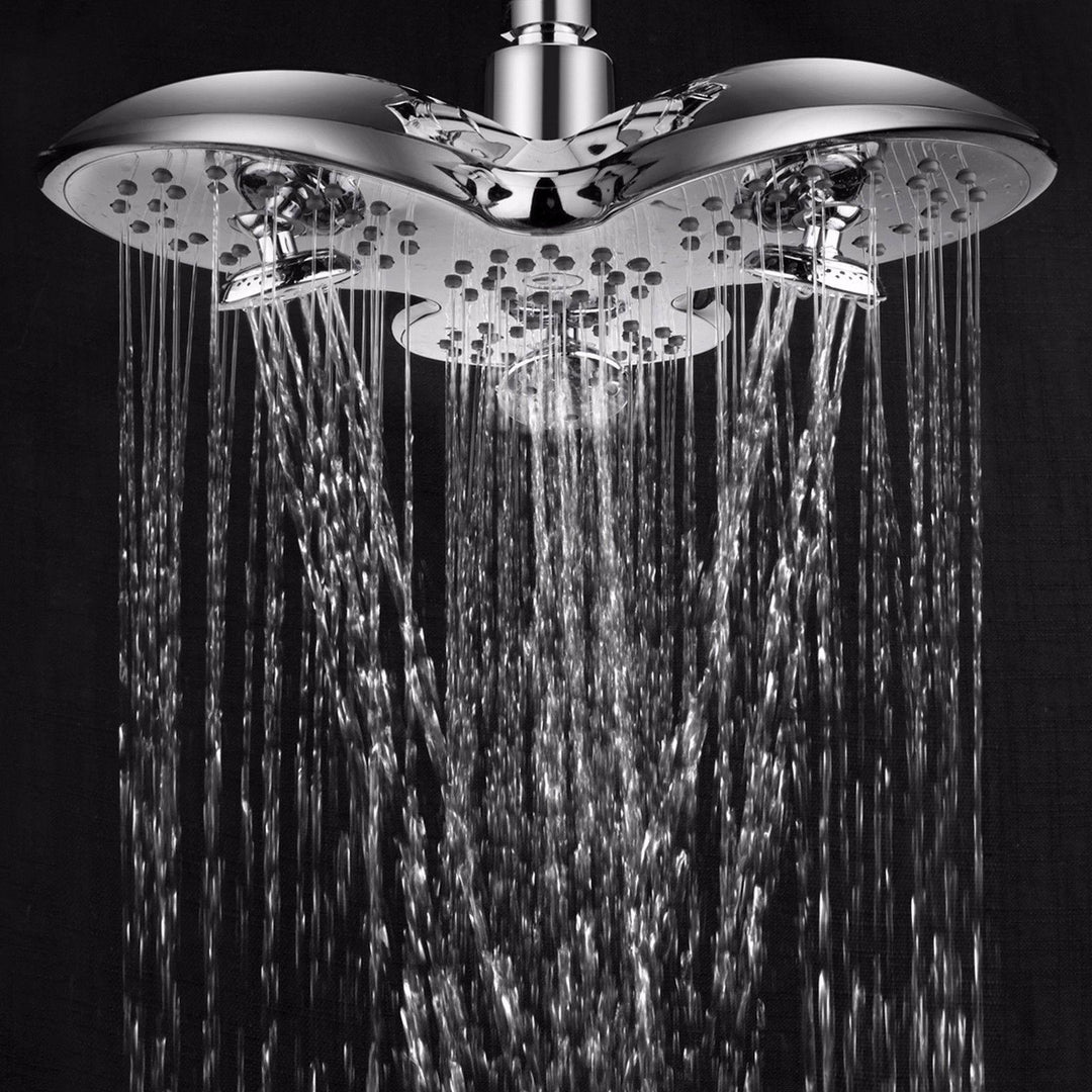 4-way High-Pressure 9.5 inch Rainfall Shower Head Trident Shape Massage