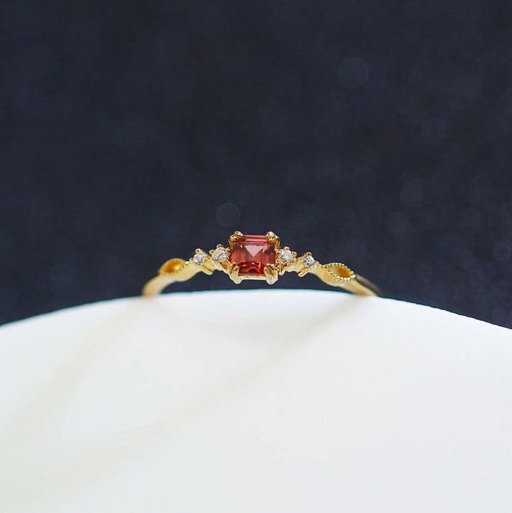 Sterling Silver Garnet Wave Ring