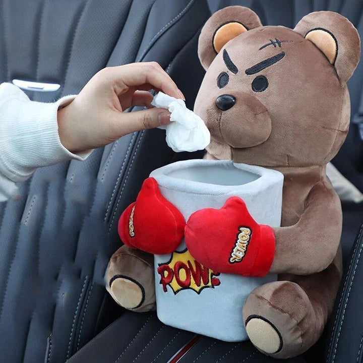 Cute Cartoon 2-in-1 Car Tissue & Trash Holder - Multi-functional Armrest Storage Accessory