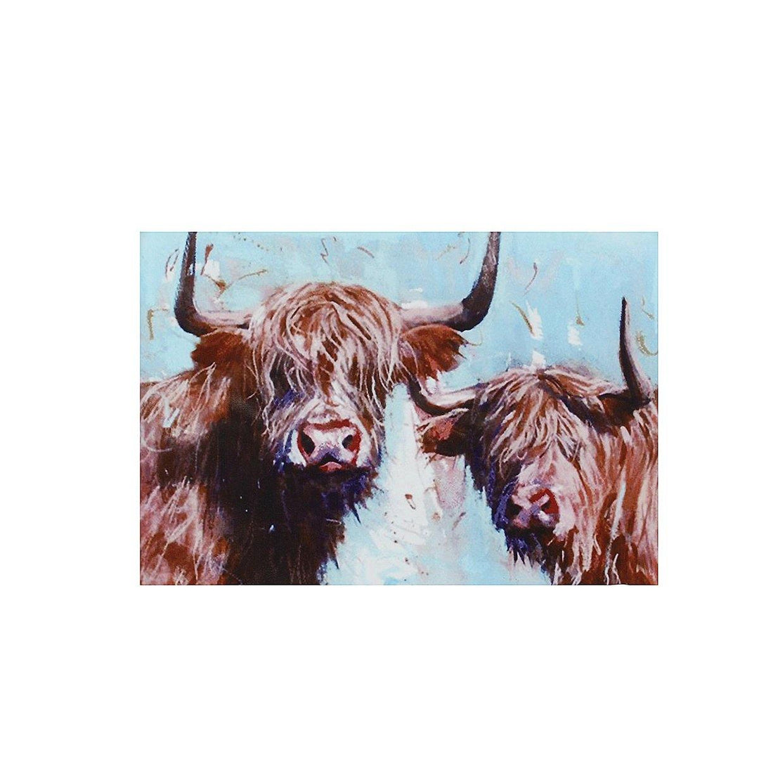 1 Piece Highland Cow Canvas Print Painting Wall Decorative Print Art Pictures Frameless Wall Hanging Decorations for Home Office