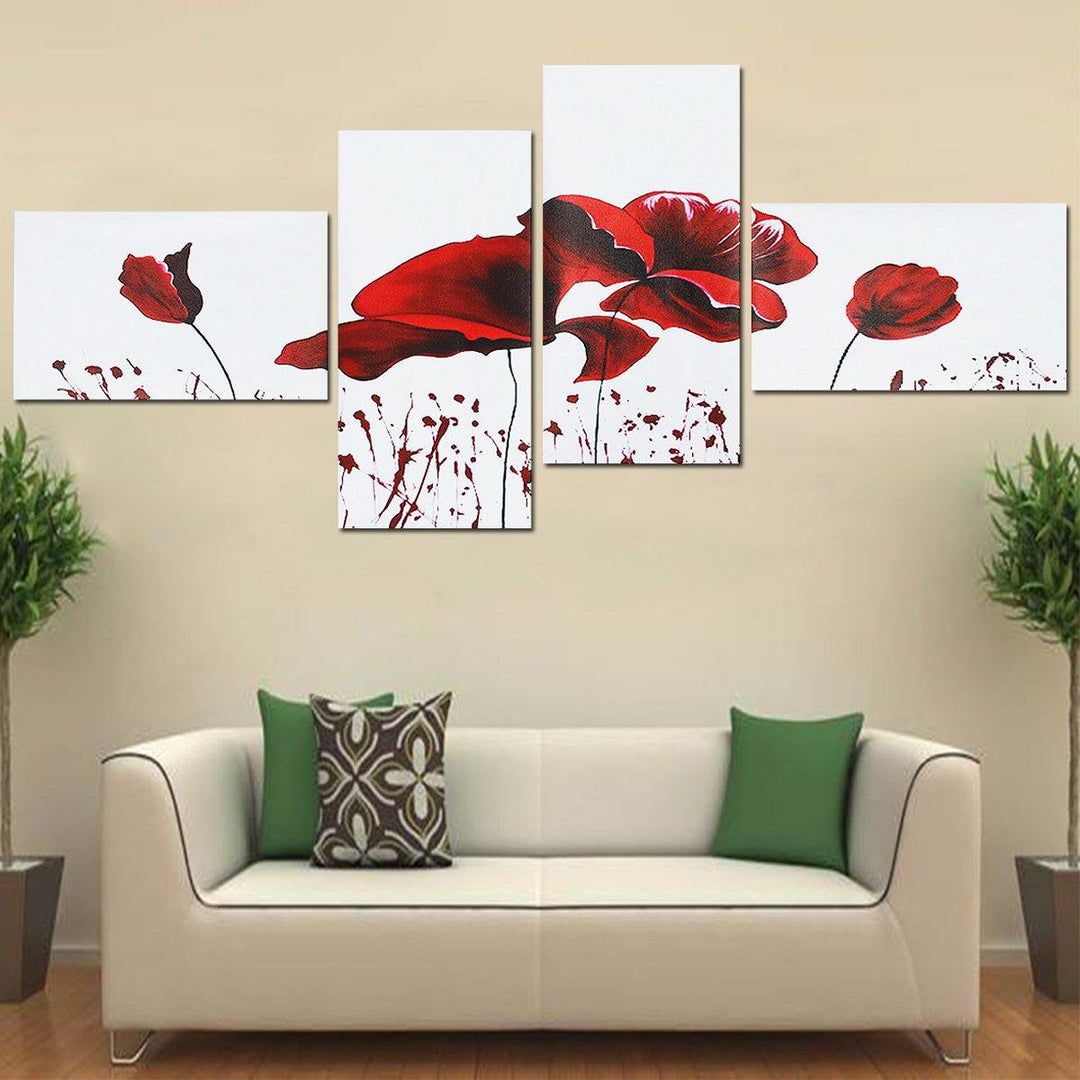 4PCS Geometric Flower Canvas Art Print Paint Wall Picture Poster Mural DIY Decorations