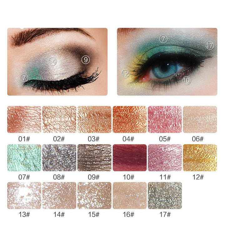 17 Colors Liquid Eye Shadow Diamond Shimmer Glitter Eye Highlighter Makeup Long-Lasting