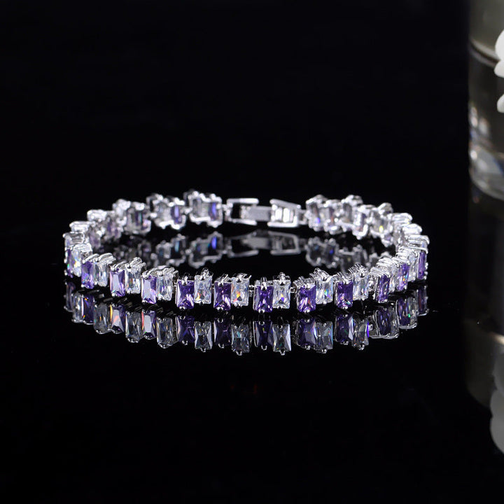 Square Blue Purple Transparent Zircon Bracelet