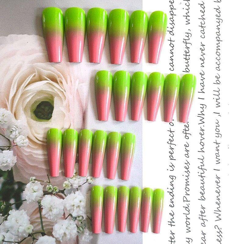 24 Pcs/Set Reusable DIY Full Cover False Nail Tips Coffin Nails Long Ballerina Half French Nails