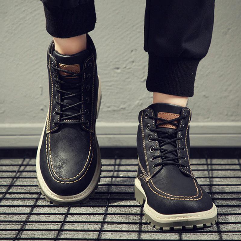 2021 autumn new men's Martin boots trend high-top men's boots locomotive British men's shoes leather tooling boots students