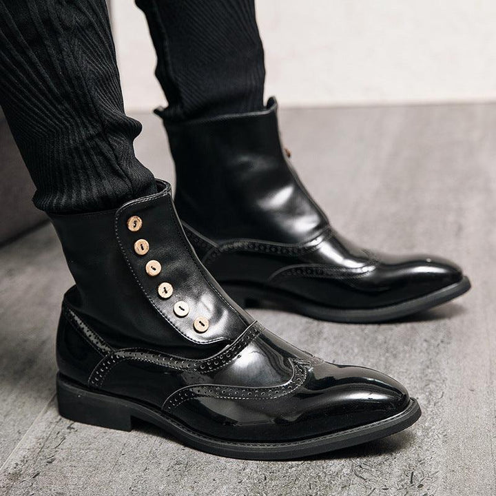 High Top Leather Fashion Men's Shoes Trend Personality Martin Boots