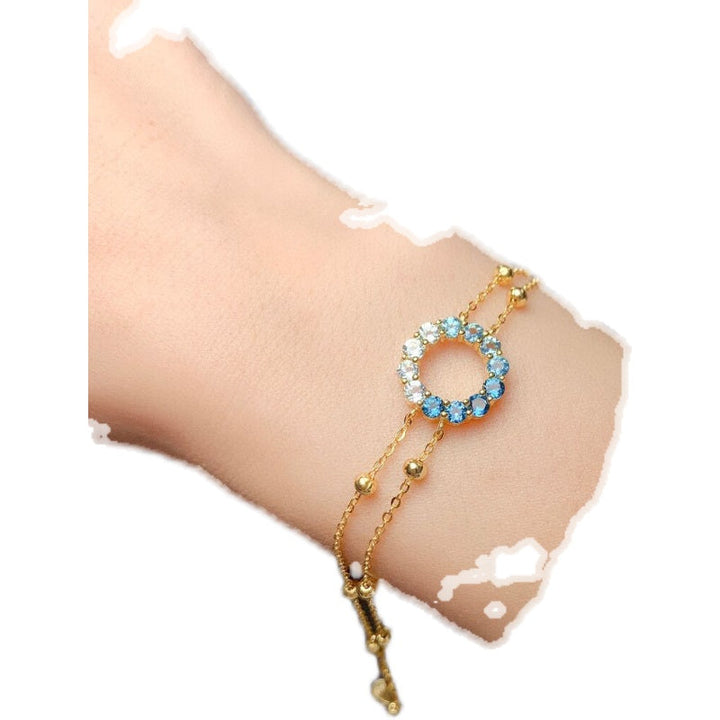 Natural Topaz Bracelet Gradient Blue