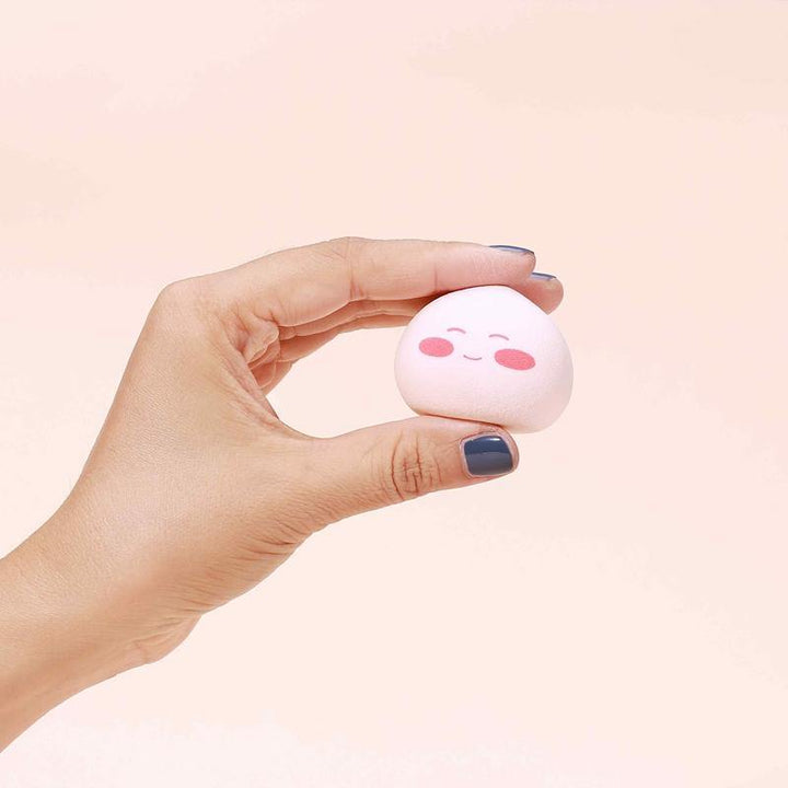 3PCS/SET makeup puff  sponge by WODWOD pink color peach shape with smile printing wet dry use maekup water drop sponge (#1)