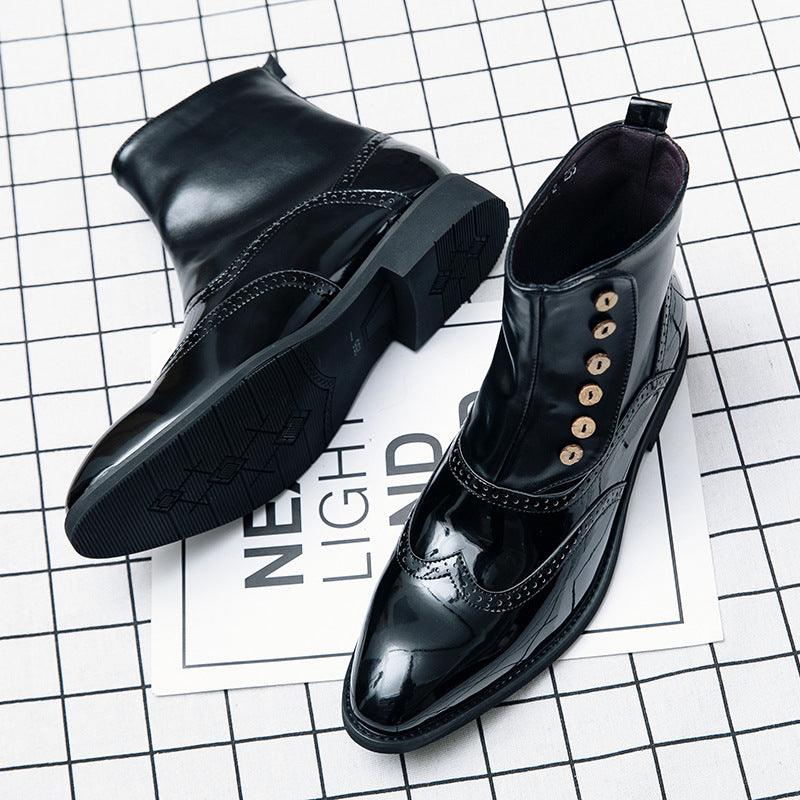 High Top Leather Fashion Men's Shoes Trend Personality Martin Boots