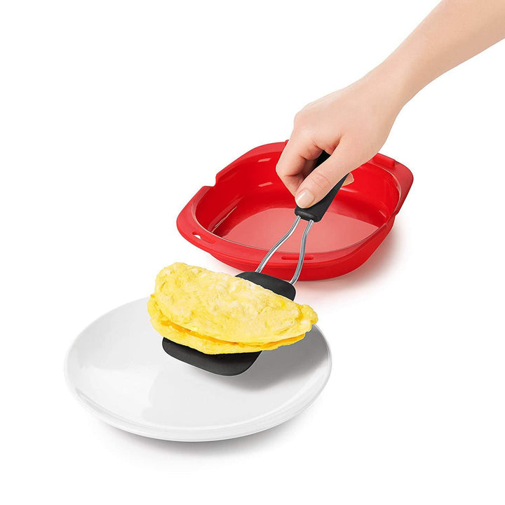 Egg Boiler Poacher Steamer Microwave Oven Silicone Omelette Mold Tool Egg Roll Baking (Red)