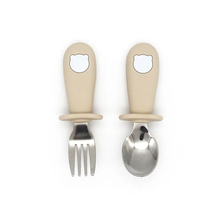 Cartoon Stainless Steel Kids' Cutlery Set - Toddler Safe Feeding Spoon and Fork