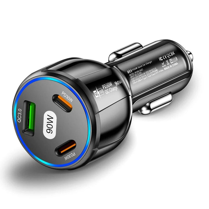 3-Port 90W Fast Car Charger