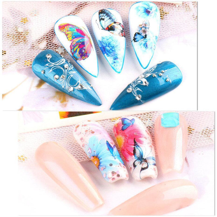 30 Pcs Nail Art Stickers Retro Watercolor Big Butterfly Water Transfer Stickers