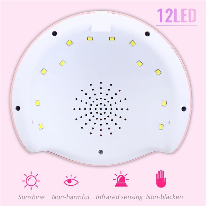 24W 12LEDs UV Nail Lamp Smart Sensing Gel Nails Polish Dryer Manicure