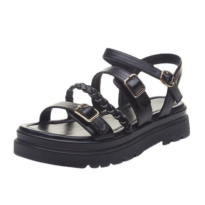 New All-match Flat-bottom Fairy Style Student Sandals Female Korean Version Thick