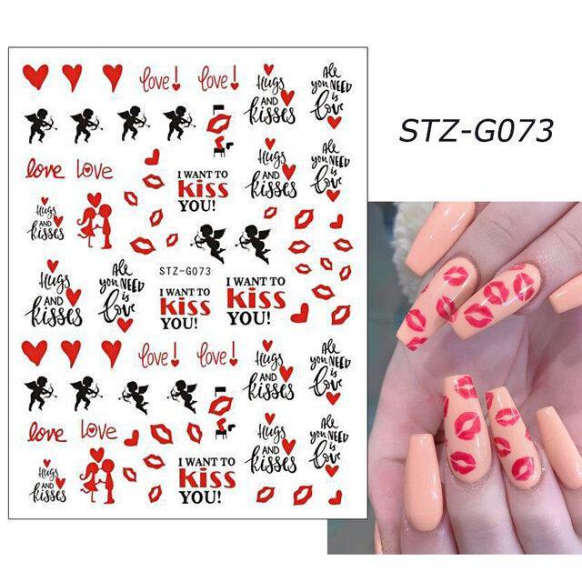 3D Nail Art Stickers Rose Cupid Eros Love Lip Adhesive Valentine's Day Stickers