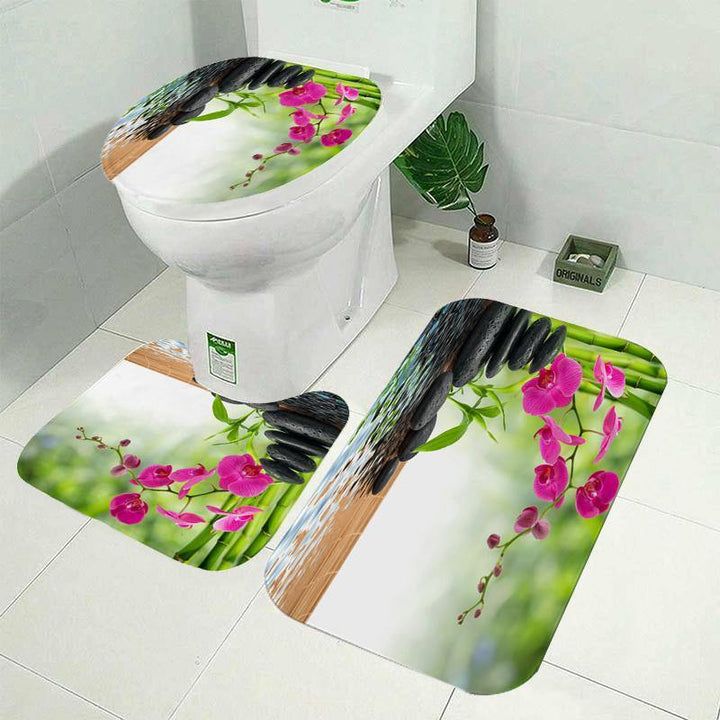 180x180cm Shower Curtain 3pcs Carpet Bath Mat Set Modern Design For Bathroom