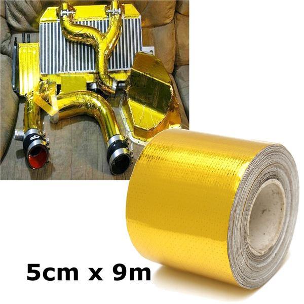 9mx5cm Adhesive Reflective Gold High Temperature Heat Shield Wrap Tape Roll