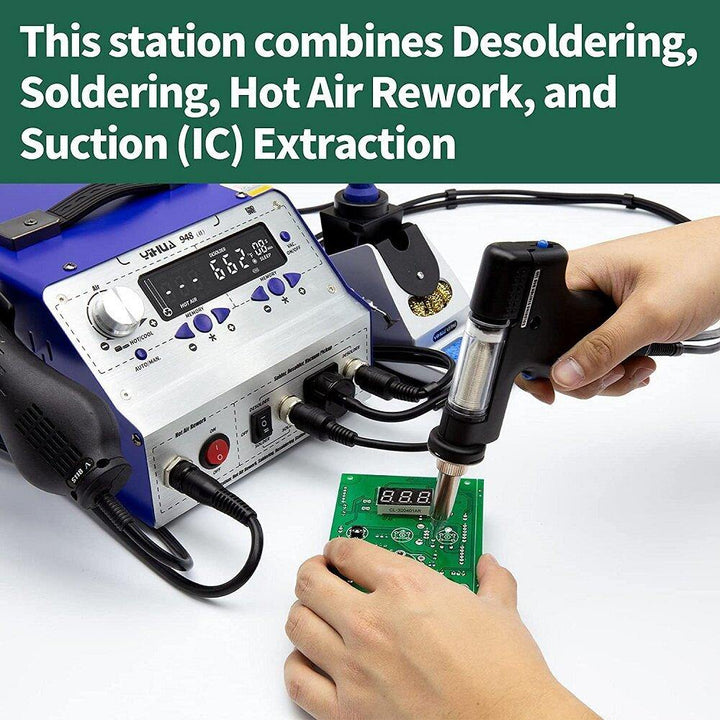 YIHUA 948-II 4 in 1 Hot Air Rework Soldering Iron and Desoldering Suction Tin Gun Station with Suction Pick Up Pen