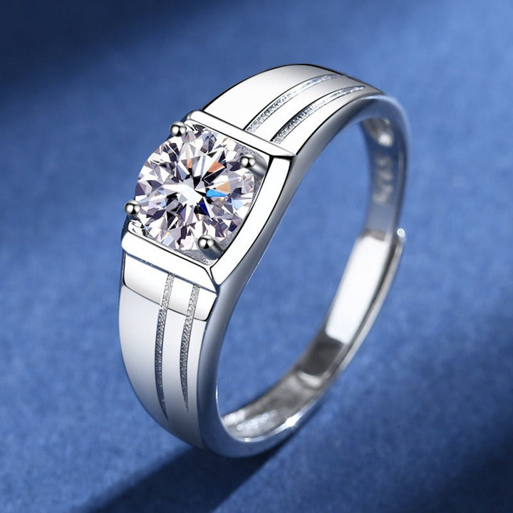 Men's S925 Silver 1 Karat Diamond Ring