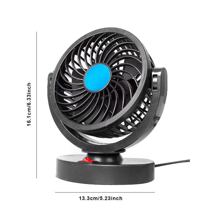 Dual Head USB Car Fan with 360¬∞ Rotation for 12V/24V Vehicles