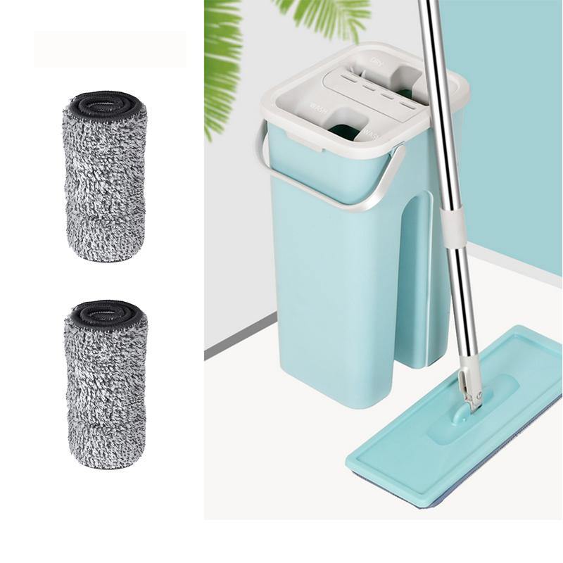 Hand Free Wringing Flat Squeeze Mop With Bucket Microfiber Mop Floor Cleaning Spray Mop Set (A)