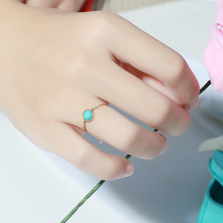 Simple And Versatile Faux Turquoise Soft Chain Ring