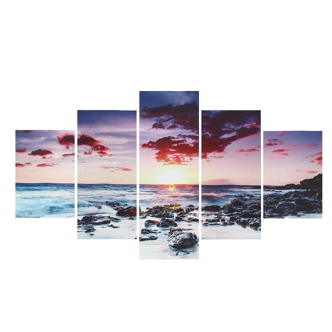 5 Piece Wall Art Canvas Sunset Sea Wall Art Picture Canvas Painting Home Decor Wall Pictures for Living Room No Framed