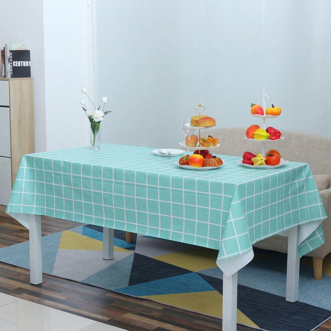 1 PCS Table Cloth Linen Tablecloth Dust proof Rectangle Table Cover Slip Resistant Simple Plaid Table Cover 140x220cm - MRSLM