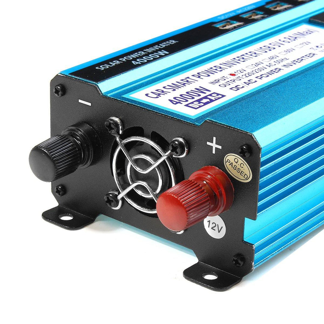 4000W LCD Solor Power Inverter DC 12V/24V/48V To AC 220V Converter 3 Sockets 4 USB Ports