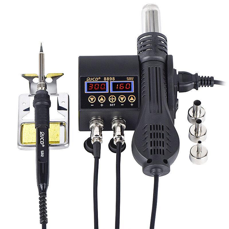 JCD 8898-7 2 in1 Double Switch Control Soldering Station Kit LCD Digital Display BGA SMD Soldering Rework Station Welding Repair Tools